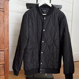 Brixton Black Quilted Snap-Front Bomber Jacket